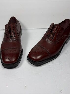 Salvatore Ferragamo Tramezza Brown Leather Wingtip Oxford Men's 9.5 EE Italy